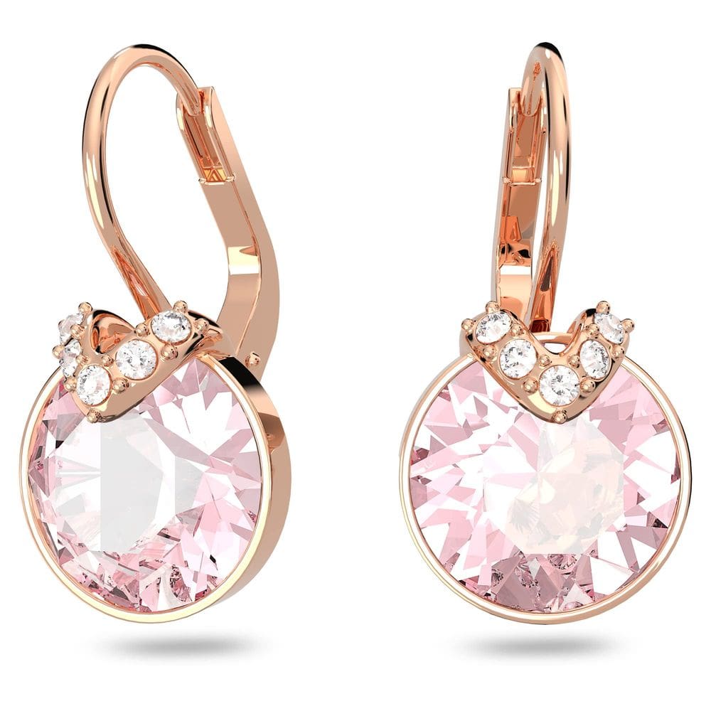Brincos Swarovski Bella V Drop com cristais rosa