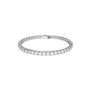 Pulseira de tênis Swarovski Matrix com pedras transparentes Rhodium S