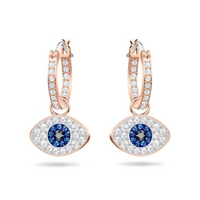 Brincos Swarovski Symbolica Evil Eye Hoop para mulheres em ouro rosa