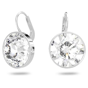 Brincos Swarovski Bella, circulares, cristais transparentes, ródio