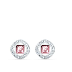 Brincos Swarovski Una Angelic com cristais rosa e transparentes