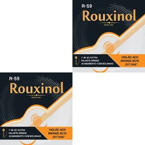 Kit 2 Encordoamento Violão Aço Bronze R59 Rouxinol .011" PRR59L