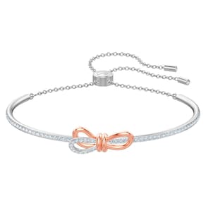 Pulseira Swarovski Lifelong Bow Bangle feminina de cristal branco