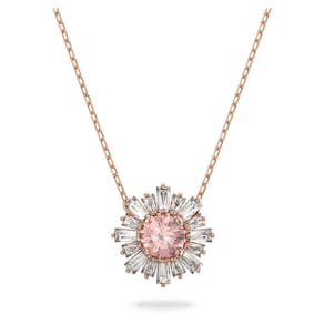 Colar com pingente Swarovski Sunshine com rosa e cristal transparente