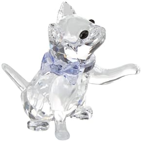 Estatueta Swarovski Kitten Clear Crystal com gola de lavanda