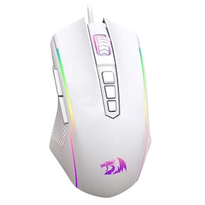 Mouse para jogos Redragon 8000 DPI RGB retroiluminado com 9 botões - branco