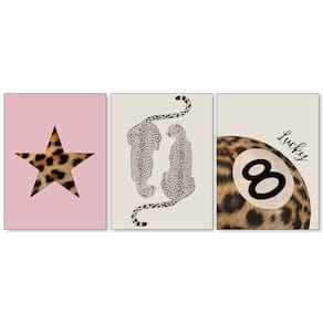 Arte de parede em tela Animal Cheetah Lucky 8, conjunto de 3 bolas de sinuca