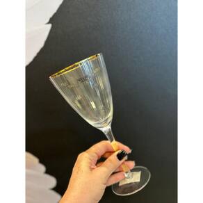 Cj 2 Taças Vinho Vidro Borda Dourada Lines 400ml - Wolff