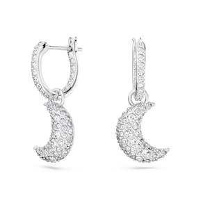 Brincos Swarovski Sublima Drop Rhodium Crescent Moon