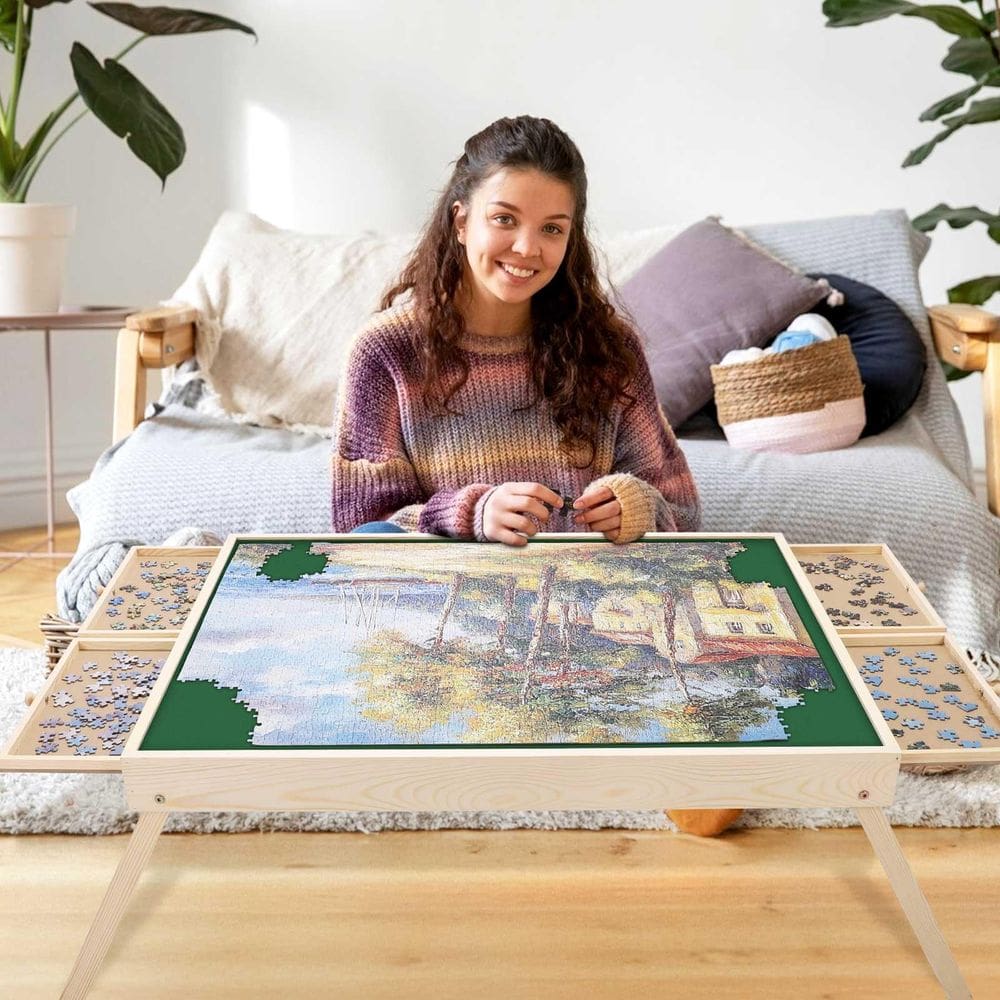 Mesa de quebra-cabeça ITEFDTUTNE Jigsaw 1500 peças com pernas dobráveis