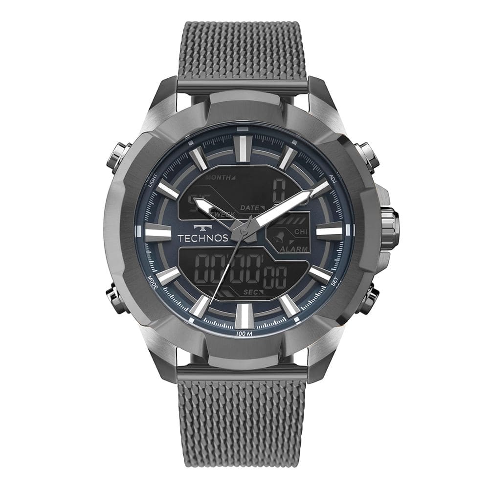 Relógio TECHNOS masculino anadigi preto azul AD1390AB/1A