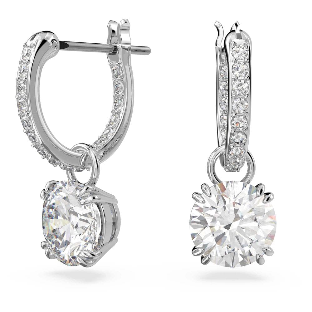 Brincos Swarovski Constella Pierced Hoop Drop com acabamento em ródio