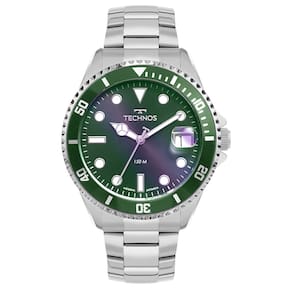 Relógio TECHNOS masculino acqua prata verde 2415DY/1V