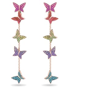 Brincos Swarovski Lilia Drop com motivos de borboleta e cristal