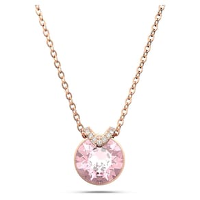 Colar com pingente Swarovski Bella V com cristal rosa dourado