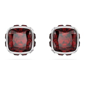 Brincos Swarovski Birthstone com corte quadrado em ródio vermelho de janeiro
