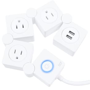 Power Strip iJoy Twyster, 3 tomadas AC, 2 portas USB, cabo de 1,5 m, branco