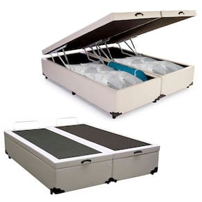 Cama Box Baú King Bipartido Sintético SerenePrime Branco 192x203x44