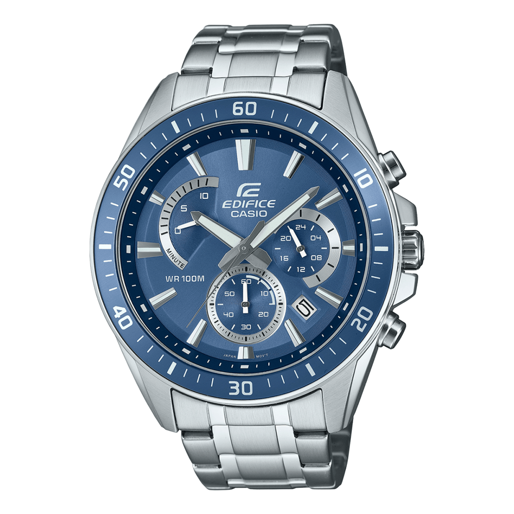 Relógio CASIO EDIFICE cronógrafo azul prata EFR-552D-2AVUDF