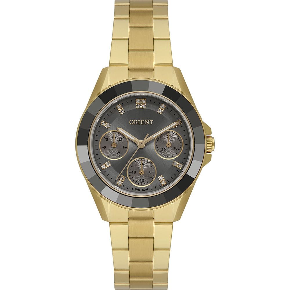 Relógio ORIENT feminino dourado cinza FGSSM102 G1KX
