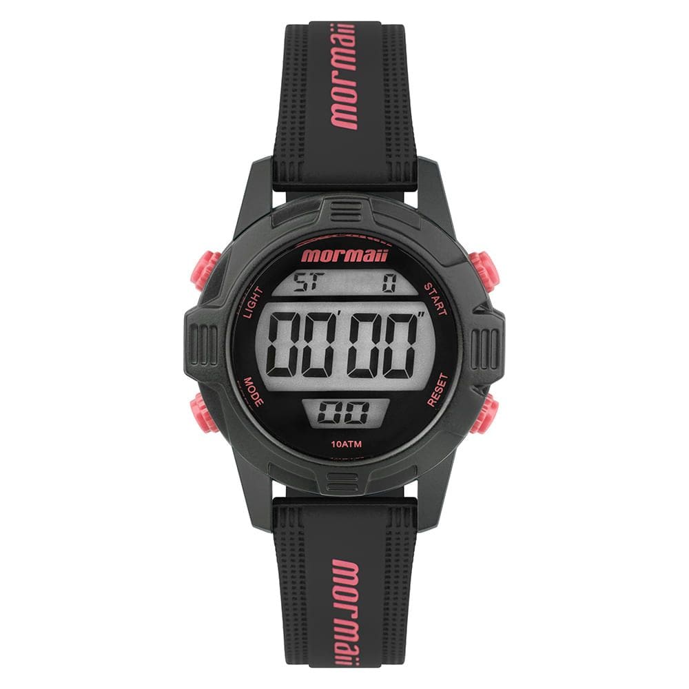 Relógio MORMAII feminino digital preto rosa MO13800B/8T
