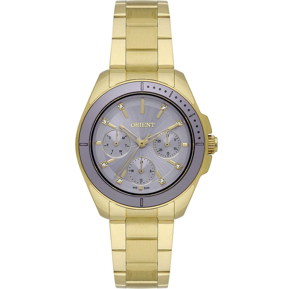 Relógio ORIENT feminino dourado roxo FGSSM094 L1KX