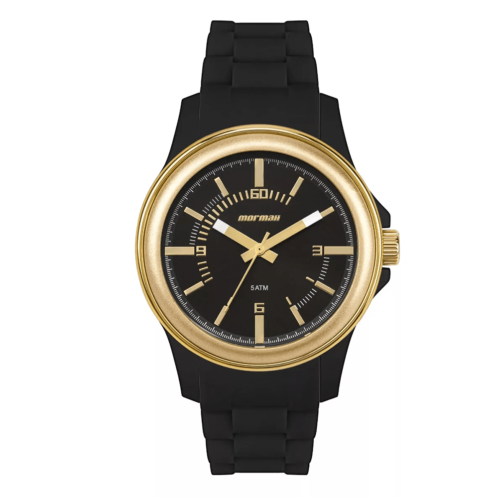 Relógio MORMAII feminino analógico dourado preto MO2035LS/8P