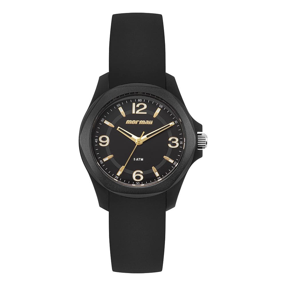 Relógio MORMAII feminino analógico dourado preto MO2036JH/8P