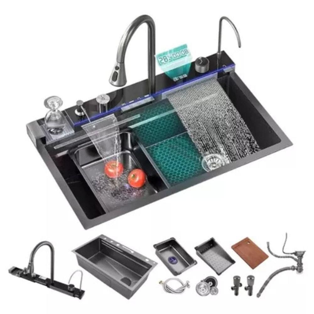 Cuba Gourmet Multifuncional Inteligente Aço Inox 304 Preta 75x46x22cm Kit Completo Domum