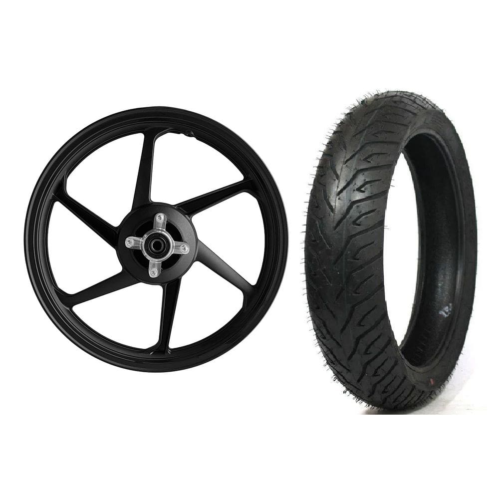 Kit Roda 6 Palitos Traseira Preto Fosco Shiver + Pneu Pirelli City Dragon 90/90-18 Roda Traseira Fan 125 2009 Ate 2017