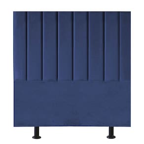 Cabeceira Estofada Solteiro 90 cm Mavie Suede Azul Marinho
