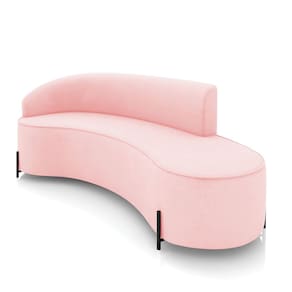 Sofá 4 Lugares Orgânico 220cm Pé Ferro Preto Morgan Suede Rosa Bebê D03 - D`Rossi