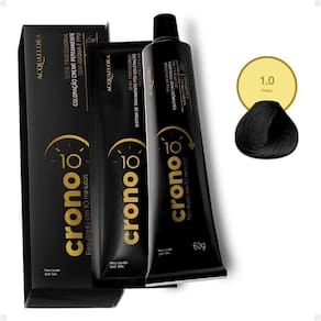 Coloração Creme Permanente Acquaflora Crono 10 minutos 1.0 Preto 60g