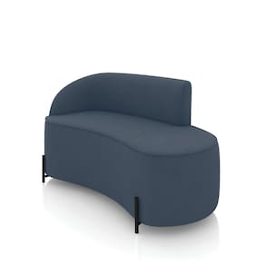 Sofá 2 Lugares Orgânico 140cm Pé Ferro Preto Morgan Suede Azul Mar D03 - D`Rossi