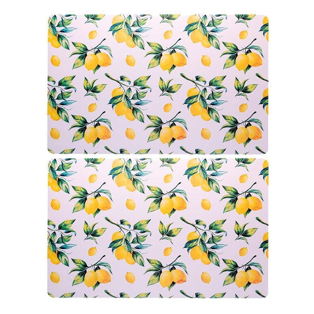 Jogo 2 Lugar Americano Retangular Mesa Limão Siciliano Plástico 43x28cm Lyor