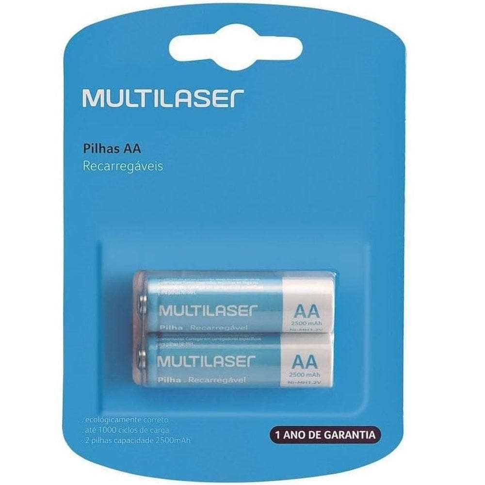 Pilhas Recarregáveis Aa Multilaser 2500mah Com 2 Unidades