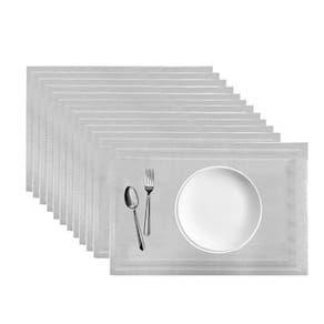 Jogo 12 Lugar Americano Retangular Mesa Prata 30x45cm Pp Em Casa Tem