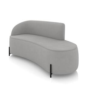 Sofá 3 Lugares Orgânico 180cm Pé Ferro Preto Morgan Suede Cinza D03 - D`Rossi