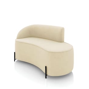 Sofá 2 Lugares Orgânico 140cm Pé Ferro Preto Morgan Suede Bege D03 - D`Rossi