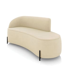 Sofá 3 Lugares Orgânico 180cm Pé Ferro Preto Morgan Suede Bege D03 - D`Rossi