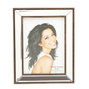 Porta Retrato Decorativo De Plástico Espelhado Moldura Bronze Top 15cm X 20cm Wolff