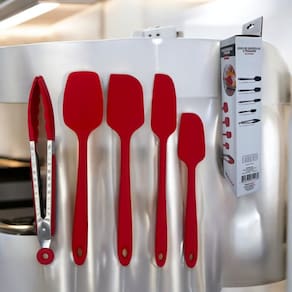 Conjunto De Espátulas E Pegador De Luxo Em Silicone 5 Peças Cor VERMELHO