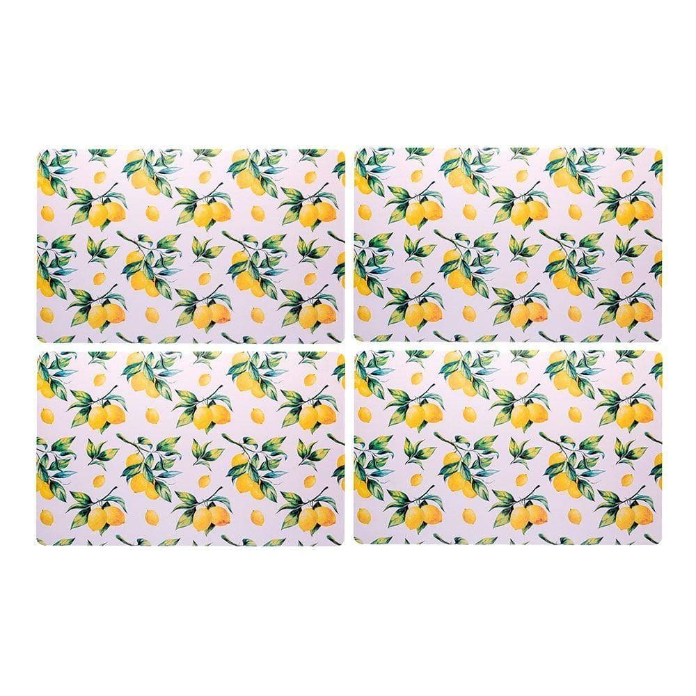 Jogo 4 Lugar Americano Retangular Mesa Limão Siciliano Plástico 43x28cm Lyor