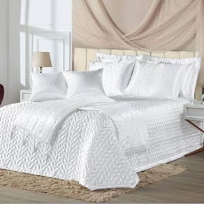 Kit Cobre Leito Queen Pérola Com Almofadas E Xale 10 Peças - Branco