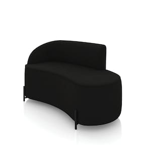 Sofá 2 Lugares Orgânico 140cm Pé Ferro Preto Morgan Suede Preto D03 - D`Rossi