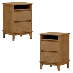 Kit 02 Mesas De Cabeceira 2 Gavetas 43 Cm 2800 Freijo Milani Store