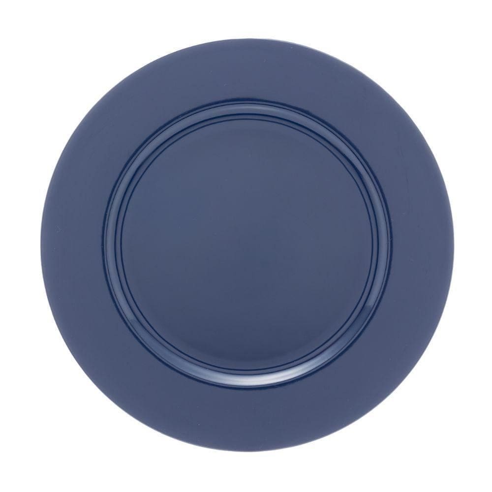 Jogo 10 Sousplat Redondo Plástico Opala Azul 33cm Base De Prato Lyor