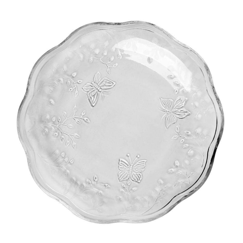 Jogo 6 Prato De Sobremesa Vidro New Butterfly Borboletas Flores 20cm Lyor