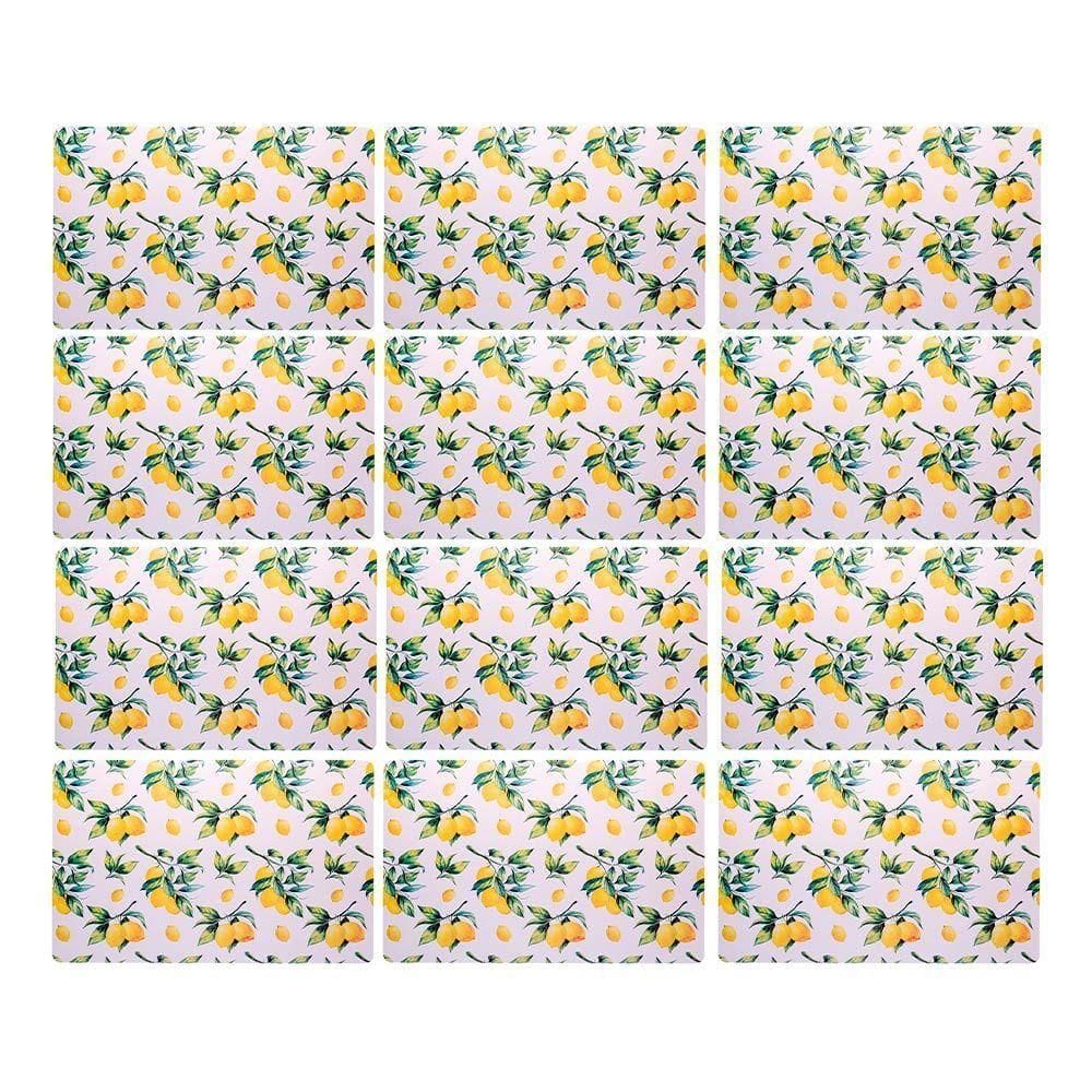 Jogo 12 Lugar Americano Retangular Mesa Limão Siciliano Plástico 43x28cm Lyor
