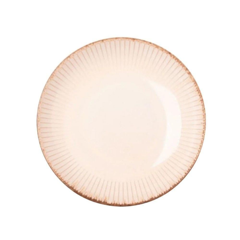 Prato Fundo Para Massas Cerâmica Linear Branco 23cm Lyor